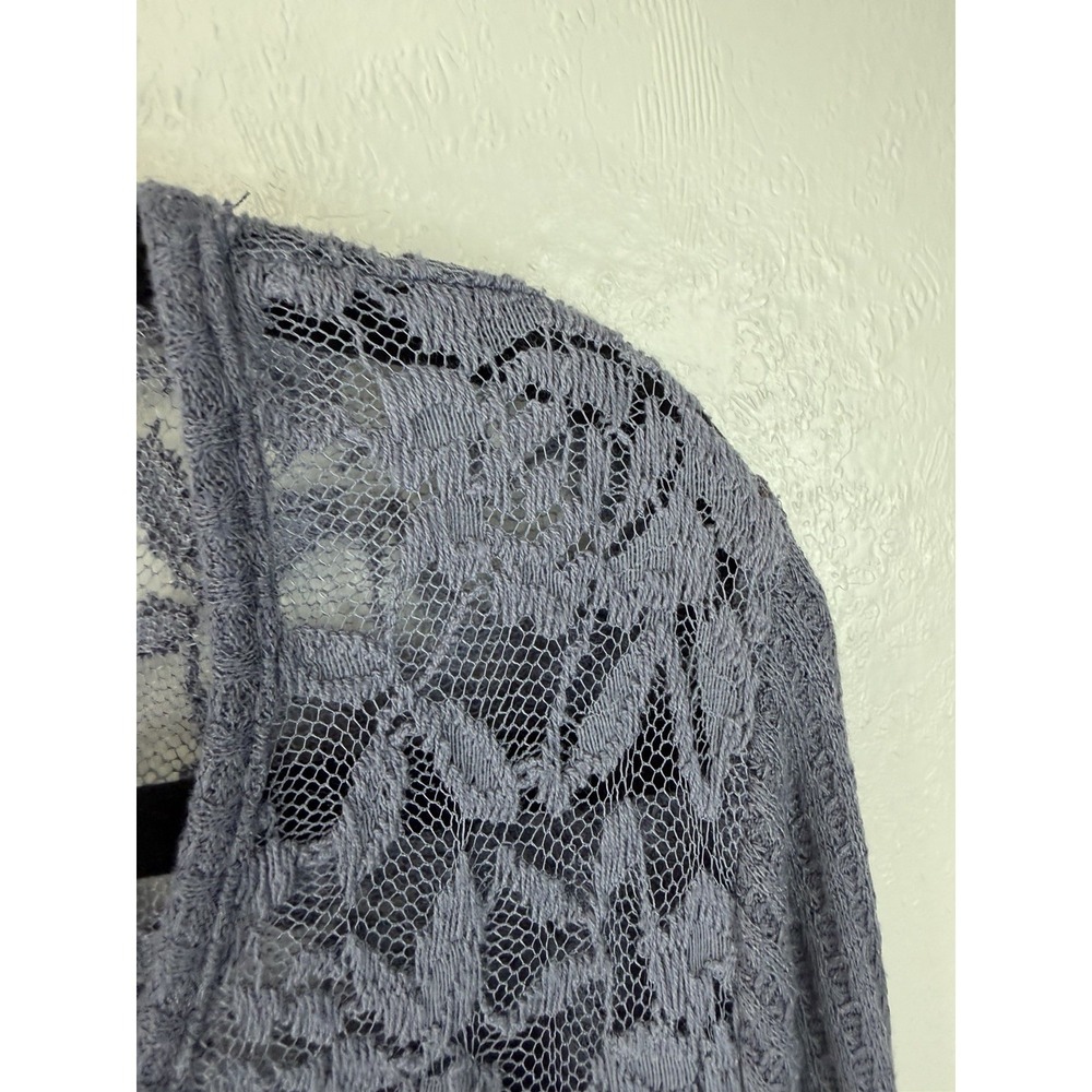 Torrid 2 Dusty Blue Waffle Knit‎ Tunic W Lace Accents - Picture 6 of 8